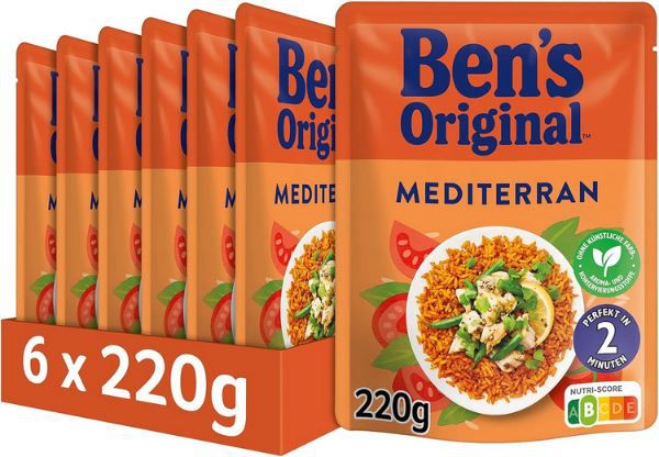 🍚 6er Pack Bens Original Express Reis Mediterran, je 220g ab 8€ (statt 14€)