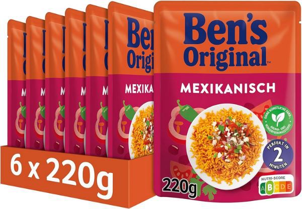 🍚 6x Bens Original Express Mexikanisch ab 7,55€ (statt 14€)   1,26€ pro Tüte