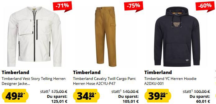 🔥 Timberland Sale ab 22,99€ + 5€ Gutschein   z.B. Timberland Jacke ab 85€ (statt 109€)