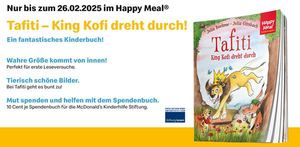 Neues Spendenbuch bei McDonalds: Tafiti   King Kofi dreht durch