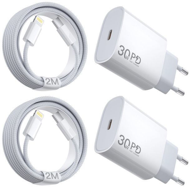 2x 30W USB-C Ladegerät & Lightning Schnellladekabel (2m) für 11,99€ (statt 20€)