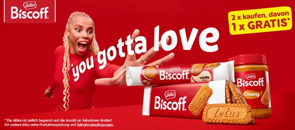 Zwei Lotus Biscoff Produkte kaufen, eines davon ist gratis