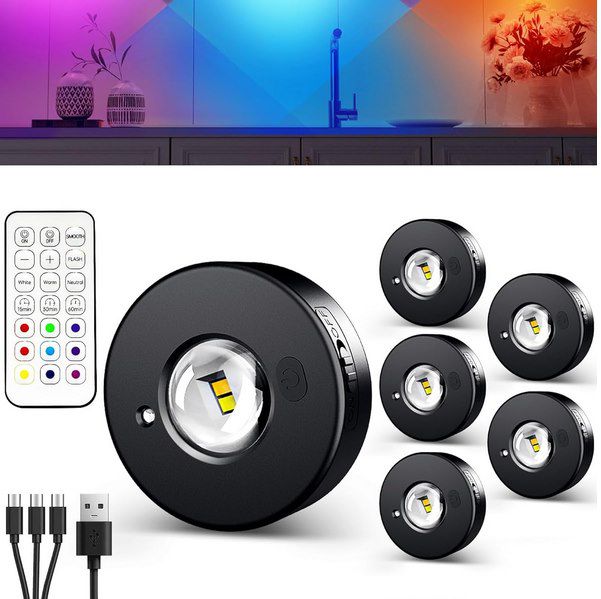 6x LED RGB Schrankbeleuchtung mit Fernbedienung für 19,99€ (statt 40€)