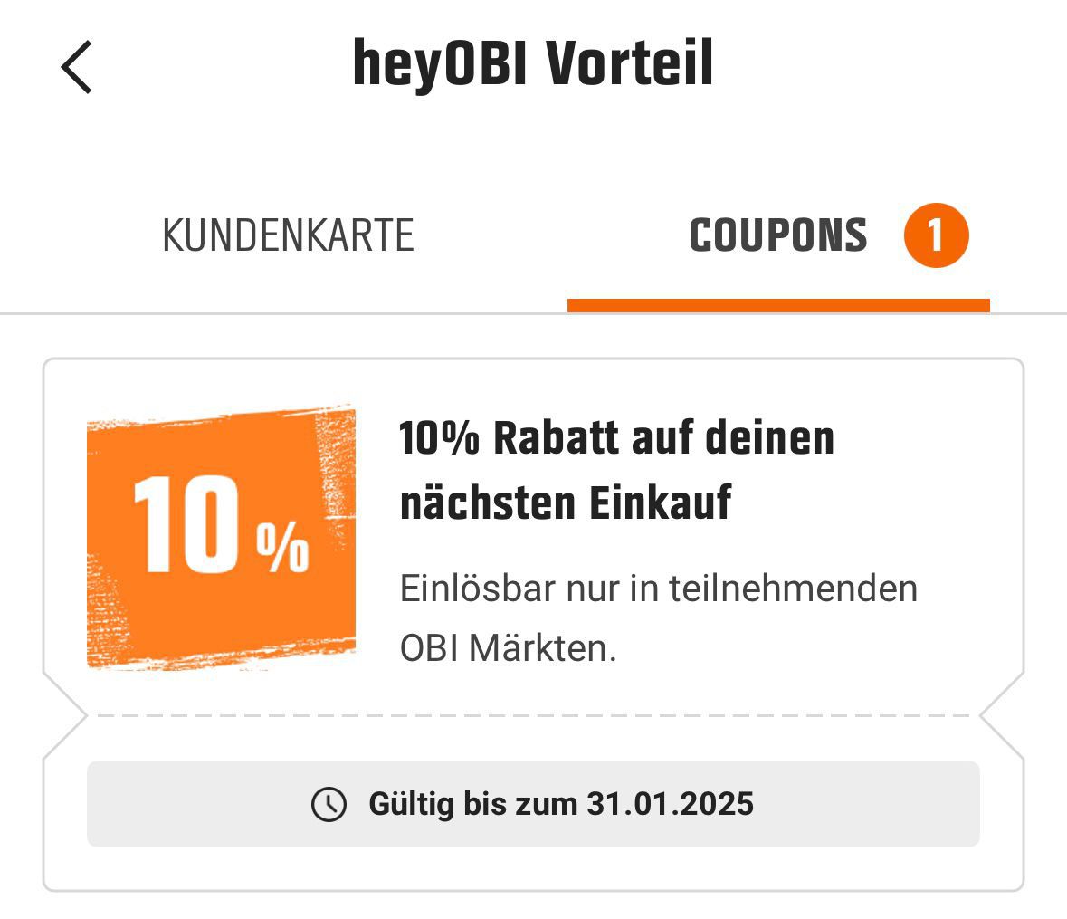 OBI App: 10% Rabatt auf den gesamten Einkauf