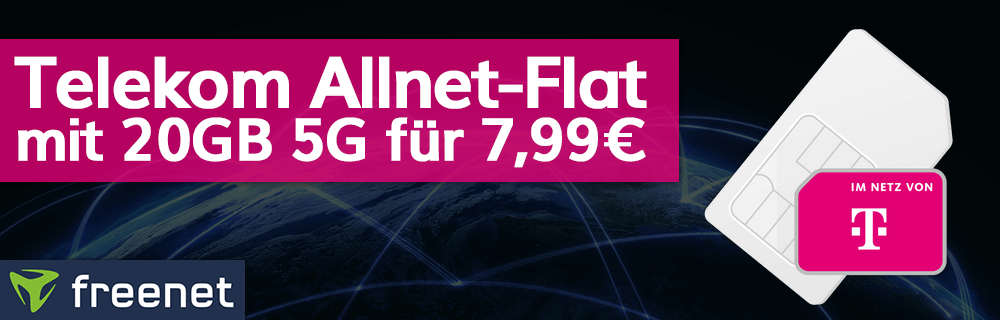 Telekom Allnet-Flat mit 20GB 5G für 7,99€