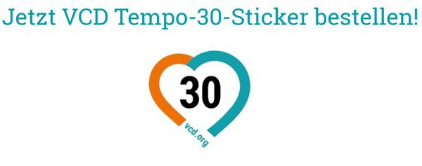 VCD: Tempo 30 Sticker gratis bestellen