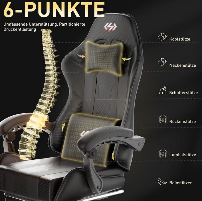 HLONONE Gaming Stuhl mit Massagefunktion für 84,97€ (statt 170€)