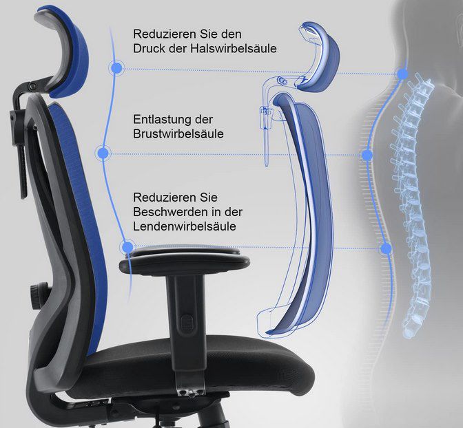 SIHOO M18 ergonomischer Schreibtischstuhl mit verstellbarer Lordosenstütze für 144,50€ (statt 180€)