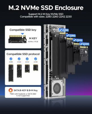 ORICO M.2 SSD Gehäuse 40 Gbit/s mit Lüfter für 59,99€ (statt 90€)