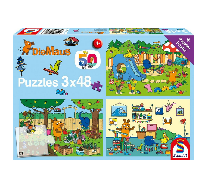 Schmidt Spiele 56394 Sendung Mit Der Maus Kinderpuzzle, 3×48 Teile für 4,99€ (statt 11€)