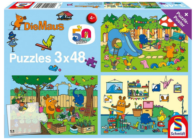 Schmidt Spiele 56394 Sendung Mit Der Maus Kinderpuzzle, 3x48 Teile für 4,99€ (statt 11€)