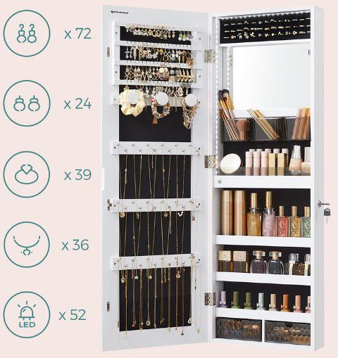 SONGMICS Schmuckschrank mit LEDs & Spiegel für 64,99€ (statt 86€)