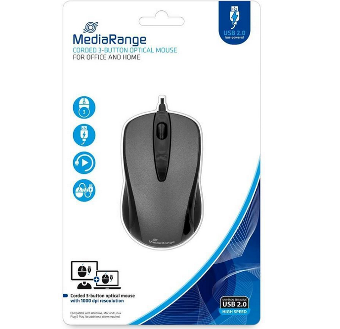 MediaRange MROS201 optische USB Maus für 5,99€ (statt 9€)