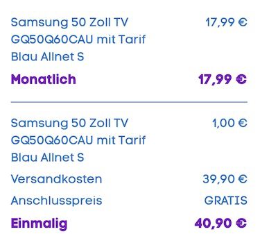 🔥 Mit Gewinn 📺 50 Zoll Samsung UHD Fernseher + o2 Allnet 10GB 5G für 17,99€ mtl.