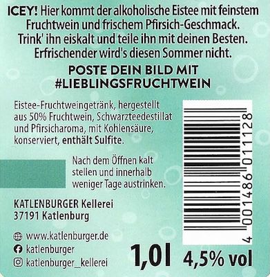 🍹 6x Katlenburger Alc. Ice Tea Pfirsich mit 4,5% Vol. für 11,94€ (statt 18€)