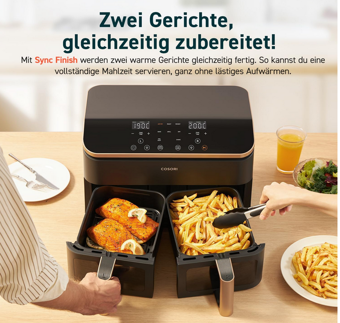 🍟COSORI CAF R903 Airfryer Doppelkorb 8,5l für 159,99€ (statt 249€)