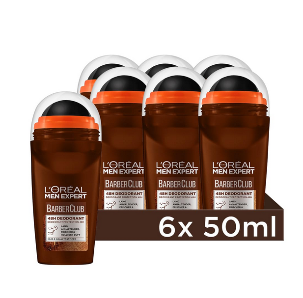 6x L’Oréal Barber Club Men Expert 48H Deoroller 50ml für 10€ (statt 17€)