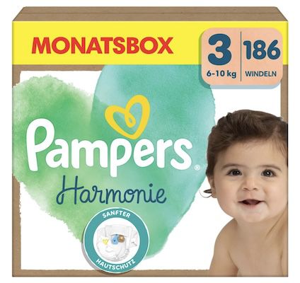 👶 186er Pack Pampers Baby Windeln Größe 3 (6-10 kg) Harmonie für 35,32€ (statt 59€)