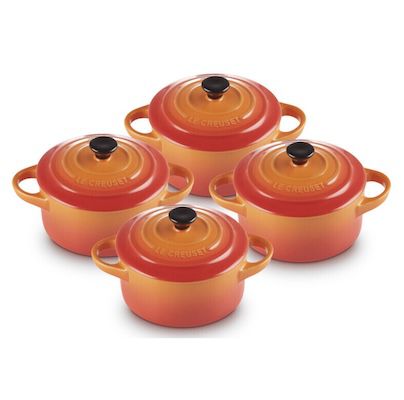 4er Set Le Creuset Mini Cocotte in Ofenrot für 53€ (statt 70€)