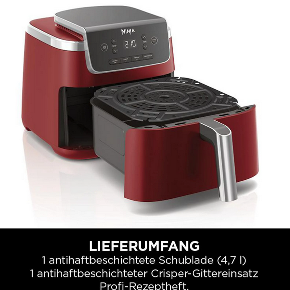 💥NINJA AF140EUCM Heißluftfritteuse 4,7L LE Rot für 80,10€ (statt 120€)