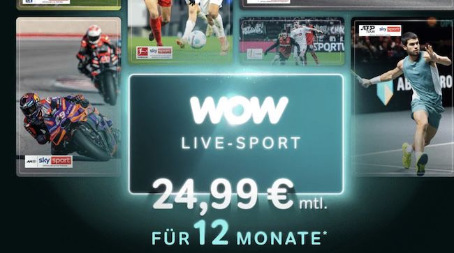 ⚽️ WOW TV: 12 Monate Live Sport für 24,99€ mtl. (statt 35€)