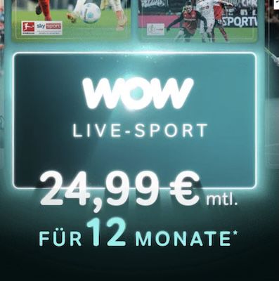 ⚽️ WOW TV: 12 Monate Live-Sport für 24,99€ mtl. (statt 35€)