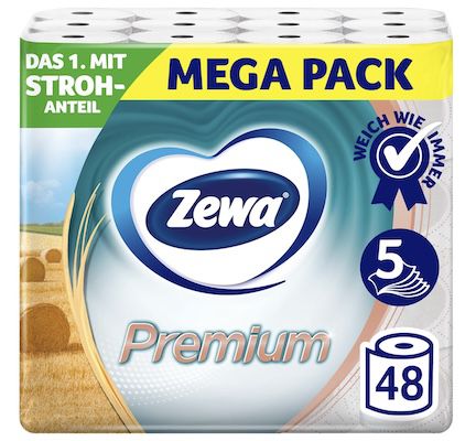 48er Pack Zewa Premium Toilettenpapier mit Strohanteil für 24,66€ (statt 36€)