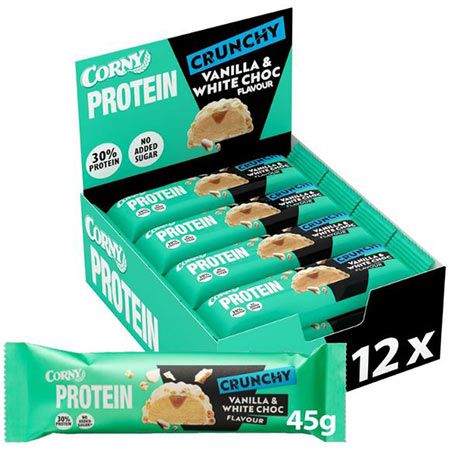 12er Pack Corny Protein Crunchy Vanilla & White Choc Flavor ab 16,80€ (statt 30€)