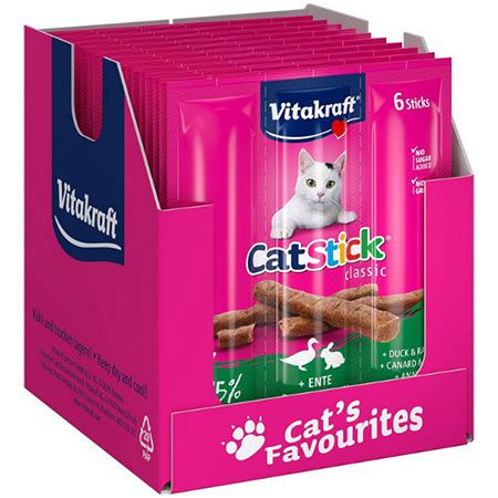 🐈 10 x 6er Pack Vitakraft Cat Stick mit Ente & Kaninchen ab 6,20€ (statt 9€)