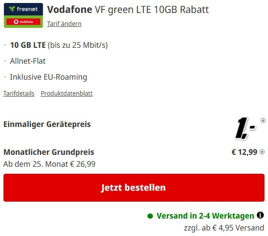 🧨 Mit Gewinn! 🎉 Xiaomi 14T für 1€ + Vodafone 10GB LTE/Flat für 12,99€ mtl.