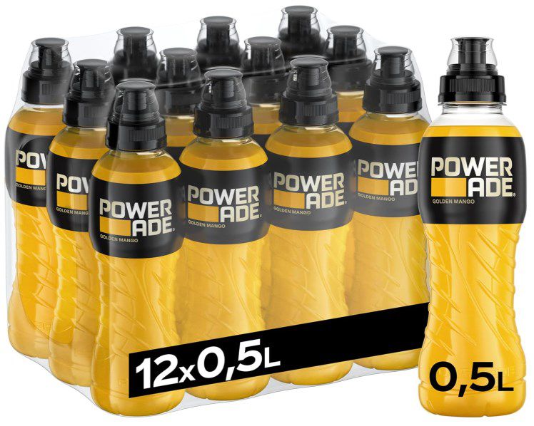 🥭 12x Powerade Sports Golden Mango kalorienarm 0,5L für 10,79€ (statt 18€)