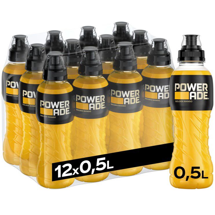 🥭 12x Powerade Sports Golden Mango kalorienarm 0,5L für 10,79€ (statt 18€)