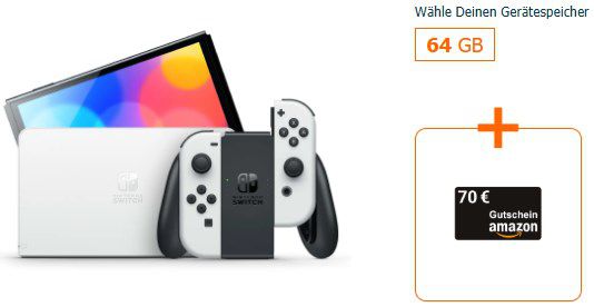 Nintendo Switch OLED weiß für 1€ + Vodafone 30GB 5G/Flat für 19,99€ mtl. +120€ Bonus