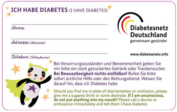 Diabetes Notfallausweis gratis anfordern