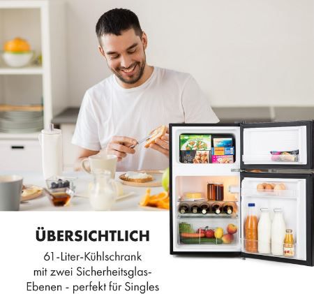 Klarstein Big Daddy Kühlschrank mit Gefrierfach, 87L für 162,34€ (statt 204€)