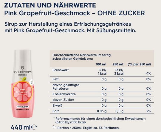 🥤 SodaStream Sirup Pink Grapefruit ohne Zucker, 440ml ab 3,29€ (statt 5,49€)