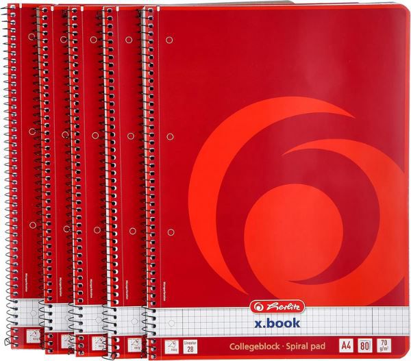 5er Pack Herlitz Collegeblock A4, 80 Blatt ab 8,98€ (statt 17€)