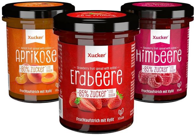 3er Pack Xucker Marmelade   Erdbeere, Aprikose & Himbeere für 12,74€ (statt 15€)