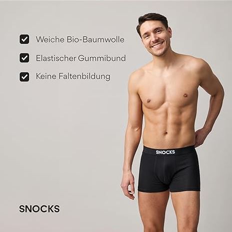 6er Pack Snocks Boxershorts aus Bio Baumwolle für 39,94€ (statt 47€)