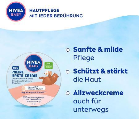 🧴 Nivea Baby Meine erste Creme mit Mandelöl, 75ml ab 1,59€ (statt 3€)