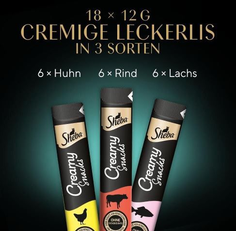 18er Pack Sheba Creamy Snack Leckerbissen ab 5,04€ (statt 8€)