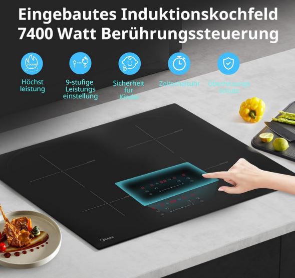 Midea 7400w Induktionskochfeld mit 4 Kochzonen für 177,65€ (statt 230€)