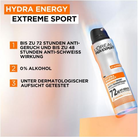 6er Pack LOréal Men Expert Hydra Energy Extreme Sport Deospray ab 11,68€ (statt 14€)