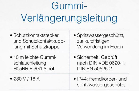 as Schwabe Gummi Verlängerungsleitung, 10m für 12,49€ (statt 19€)