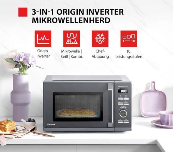 🍛 Toshiba MW3 AG25PFI Mikrowelle mit Grill, 25L für 119,99€ (statt 150€)