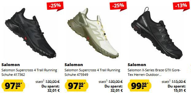 👟 Salomon Outdoor Sale + 5€ Gutschein   z.B. Gore Tex Wanderschuhe für 75€ (statt 99€)