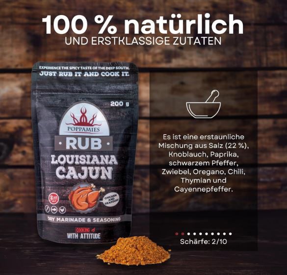 Poppamies Louisiana Cajun BBQ Rub, 200g ab 6,11€ (statt 8€)