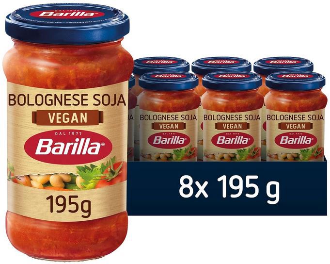 🍝 8er Pack Barilla Pastasauce Bolognese vegan, 195g ab 20,13€ (statt 34€)