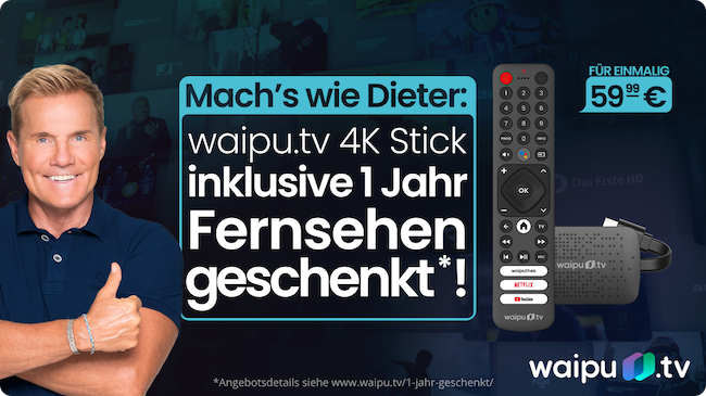 120€ gespart 🔥 waipu.tv 4K Stick für 59,99€ + 12 Monate Perfect Plus inkl. Pay TV GRATIS (statt 180€)