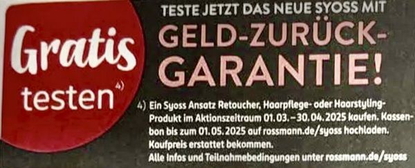 Rossmann: Syoss Produkt gratis ausprobieren   ab dem 01.03.